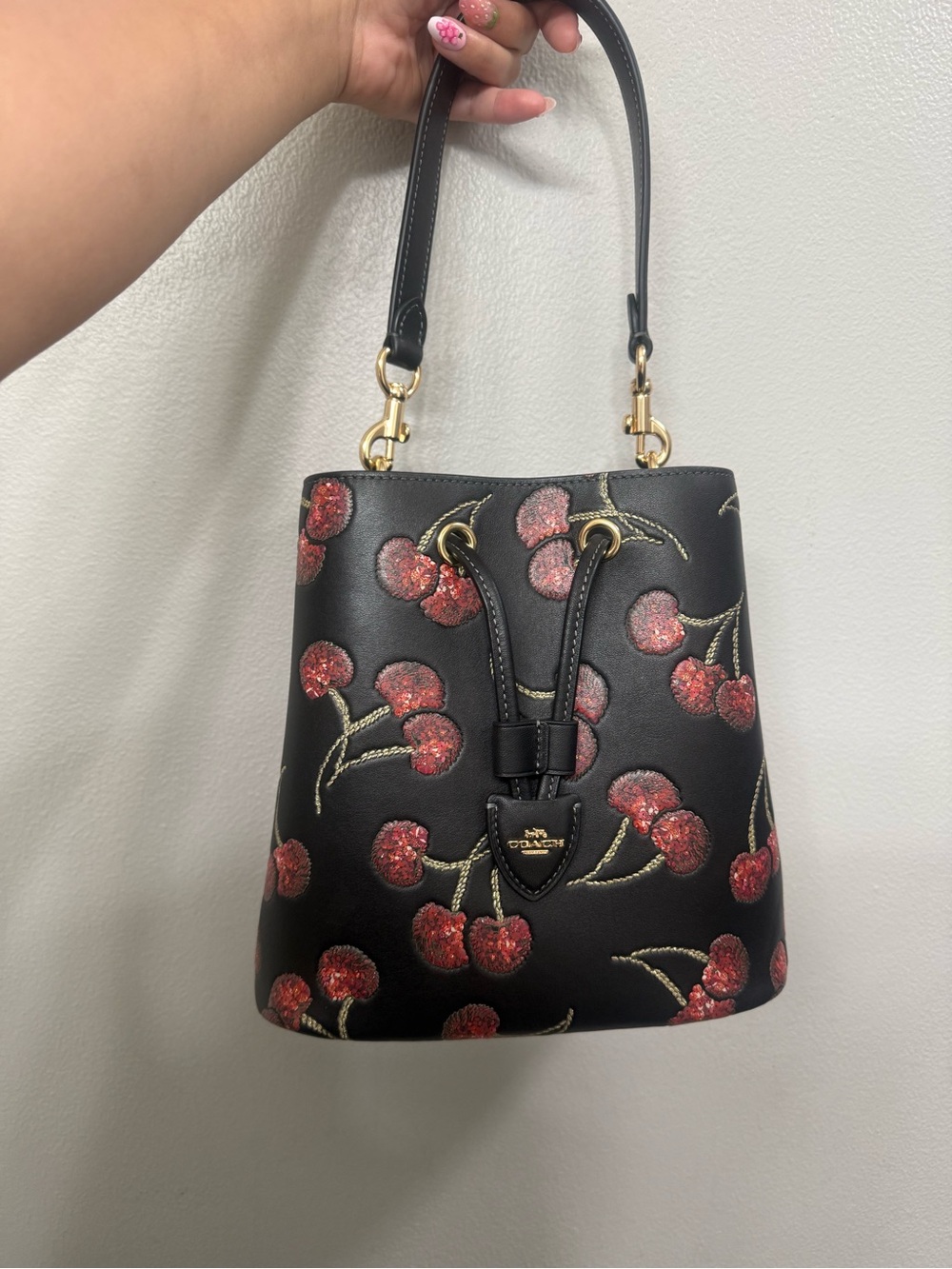 Coach Rowan Bucket Bag With Cherry Print New